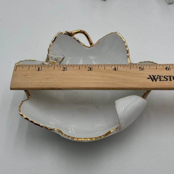 Gold Gilt ANDREA Lotus Flower Trinket, Candy, Nut Dish. Butterfly, Scarab Beetle - Picture 10 of 11